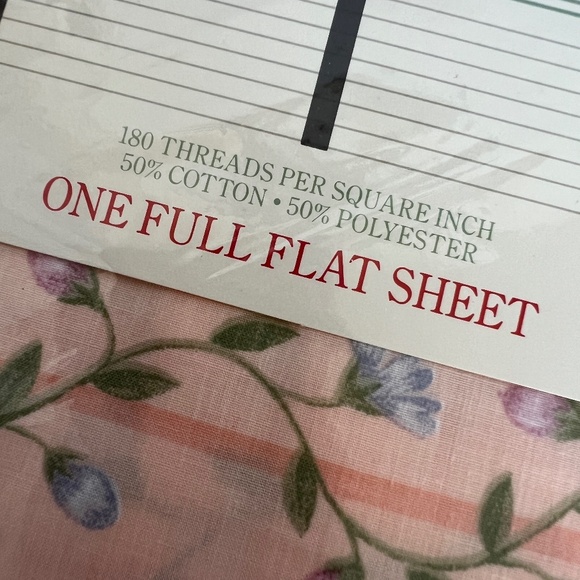 Utica Full Flat Sheet Floral Cotton Blend Percale Garden Trellis New Vintage 80s - Picture 3 of 9